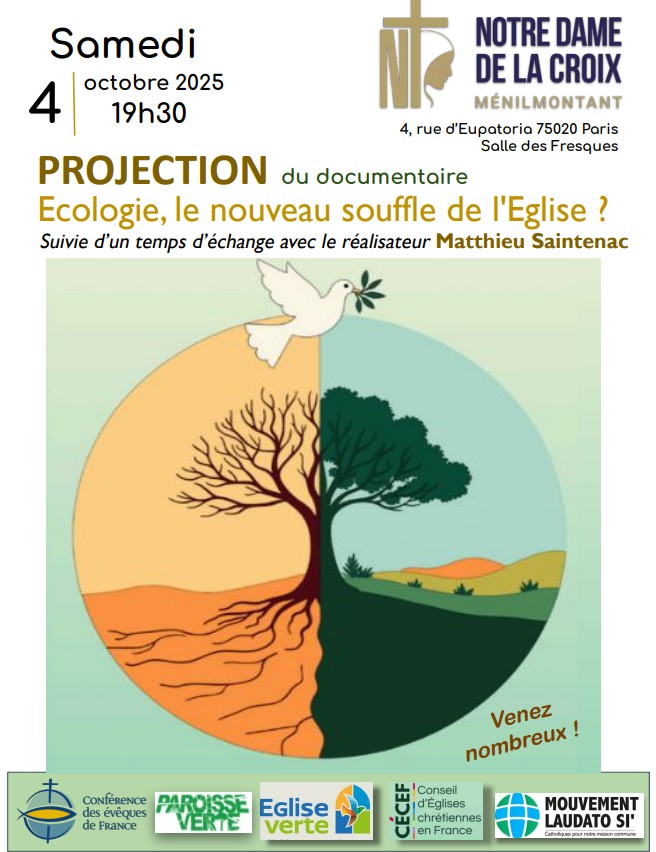 CLOTURE TEMPS POUR LA CREATION 2025 : RENCONTRE/PROJECTION du documentaire "Écologie, un nouveau souffle pour l’Église ?"