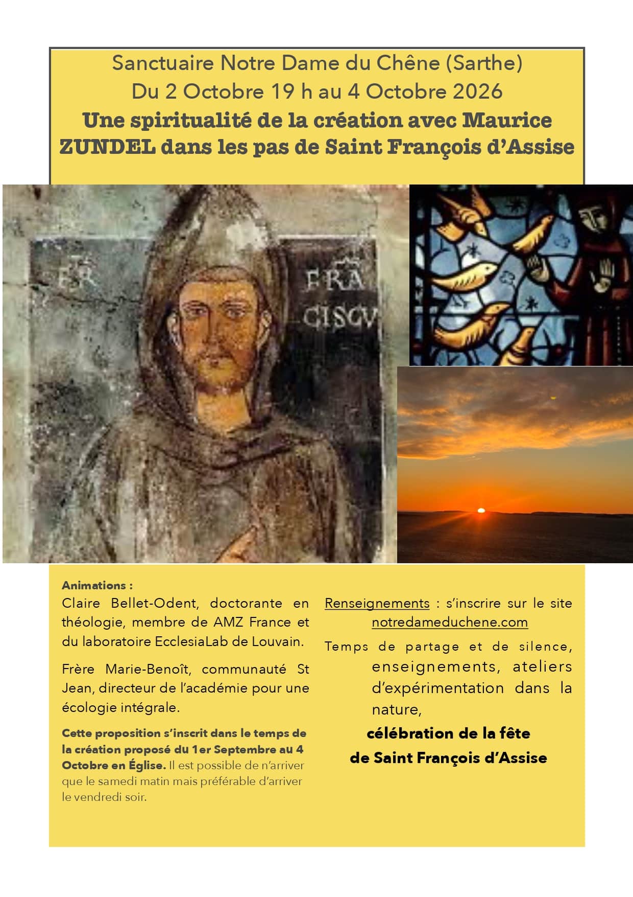 Une spiritualité de la création avec Maurice ZUNDEL dans les pas de Saint François d’Assise